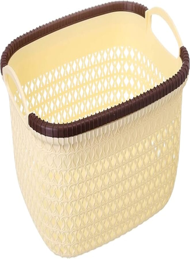 سلة بلاستيك مستطيل صغير بتصميم رتان مقابض للحمل من الياسين - متعدد الالوان